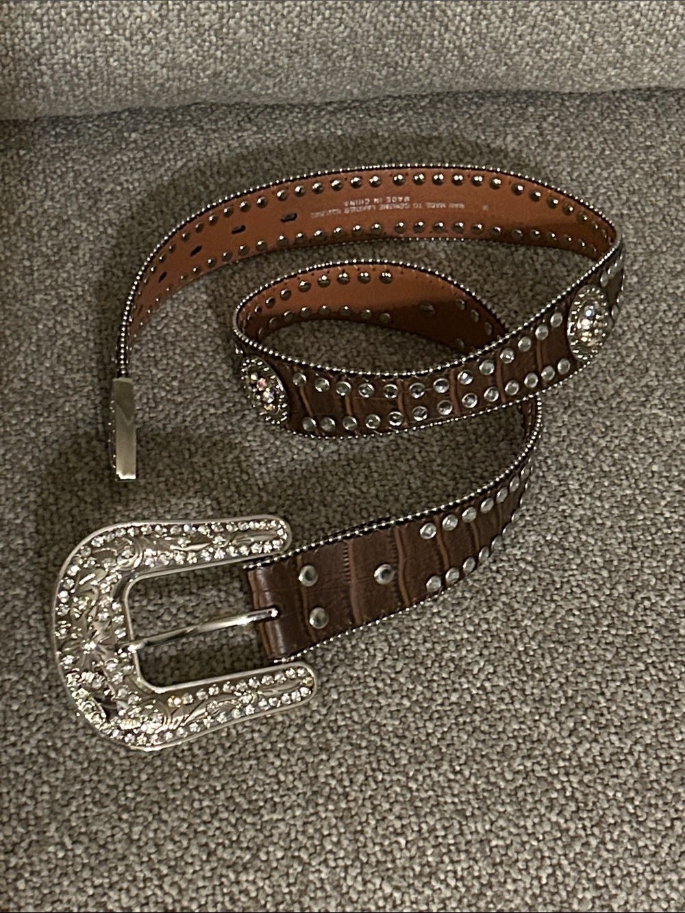 Blazin Roxx Brown Leather Rhinestone Western Belt with Ornate Silver Buckle M